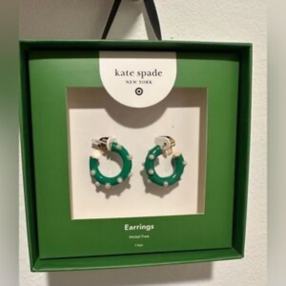 Limited Edition Pearl Polka Dot Hoop Earrings kate spade new york x Target Green - Picture 2 of 7